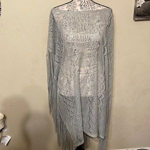 Off Shoulder, Sage Laced Poncho, OS